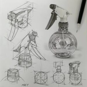 dessin représentant un pulvérisateur réalisé dans le cadre d'un cours essai dessin à paris chez Matière & Imaginaire